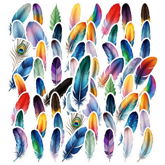35pcs Colorful Feather Stationery Stickers Nature Kids Stickers for Luggage Laptop Phone