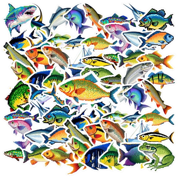 35pcs Colorful Fish Stickers Animal Stickers Marine Stickers for Laptops Suitcases Notebooks