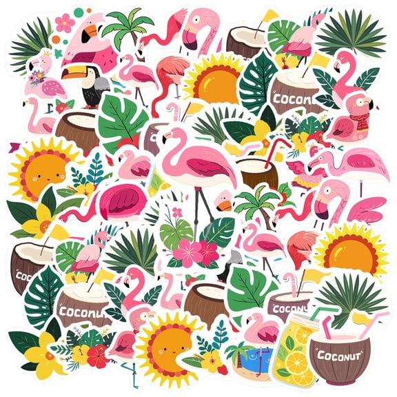 35pcs Colorful Flamingo Stickers Cute Animal Stickers Tropical Decals Funny Stickers for Suitcase Luggage Laptop