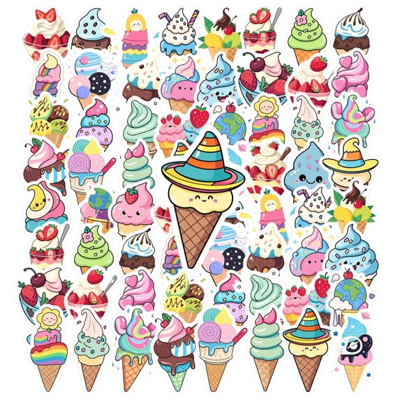 35pcs Colorful Ice Cream Stickers Dessert Stickers Cute Food Stickers for Suitcase Phone Laptop