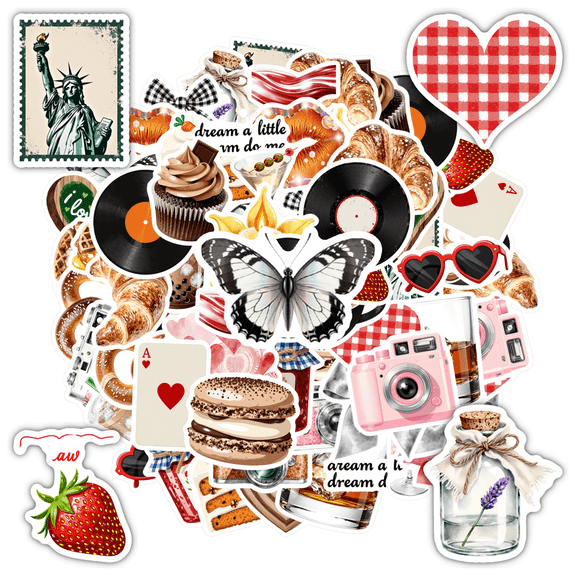 35pcs Colorful Stickers Funny Stationery Stickers Retro Teacher Reward Stickers Vinyl Graffiti Decals for Luggage Laptop Phone
