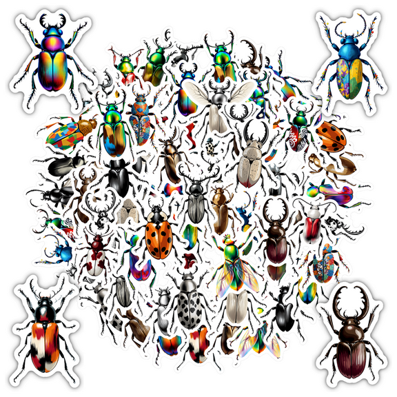 35pcs Colorful Stickers Insects Beetles Funny Stickers Decals for Laptops Notebooks Suitcases