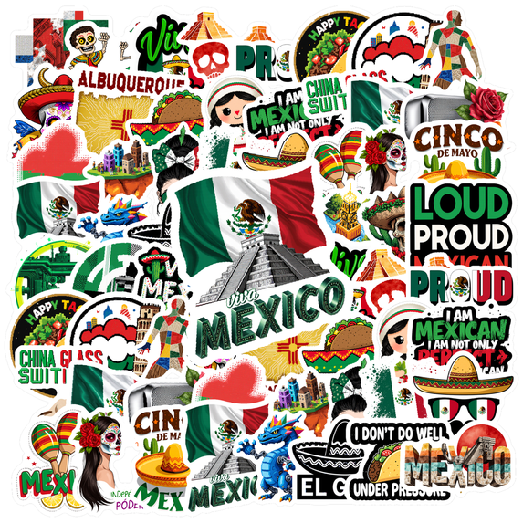 35pcs Colorful Stickers Mexican Traditions Decals Festive Stickers Culture Stickers for Laptops Suitcases Guitars