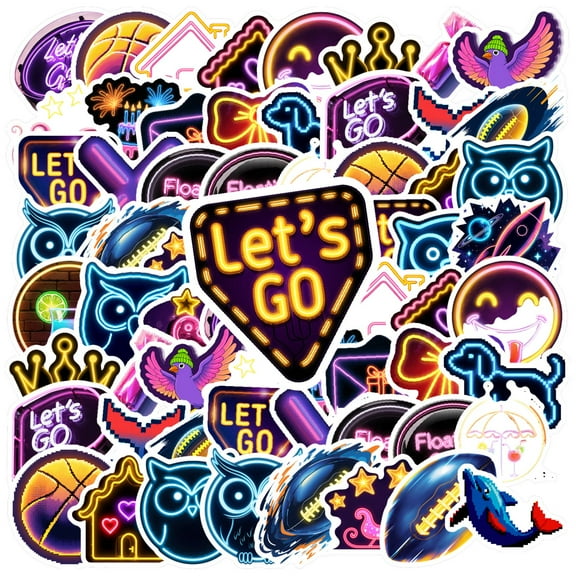 35pcs Colorful Stickers Neon Stationery Stickers Space Party Teacher Reward Stickers for Laptops Suitcase