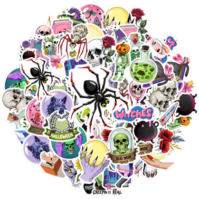 35pcs Creepy Stickers Skull Witches Cute Stickers Potion Stickers for Laptops Notebooks Suitcases