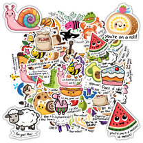 35pcs Cuddly Animal Stickers Cute Food Stickers Encouraging Funny Stickers for Laptops Notebooks Suitcases