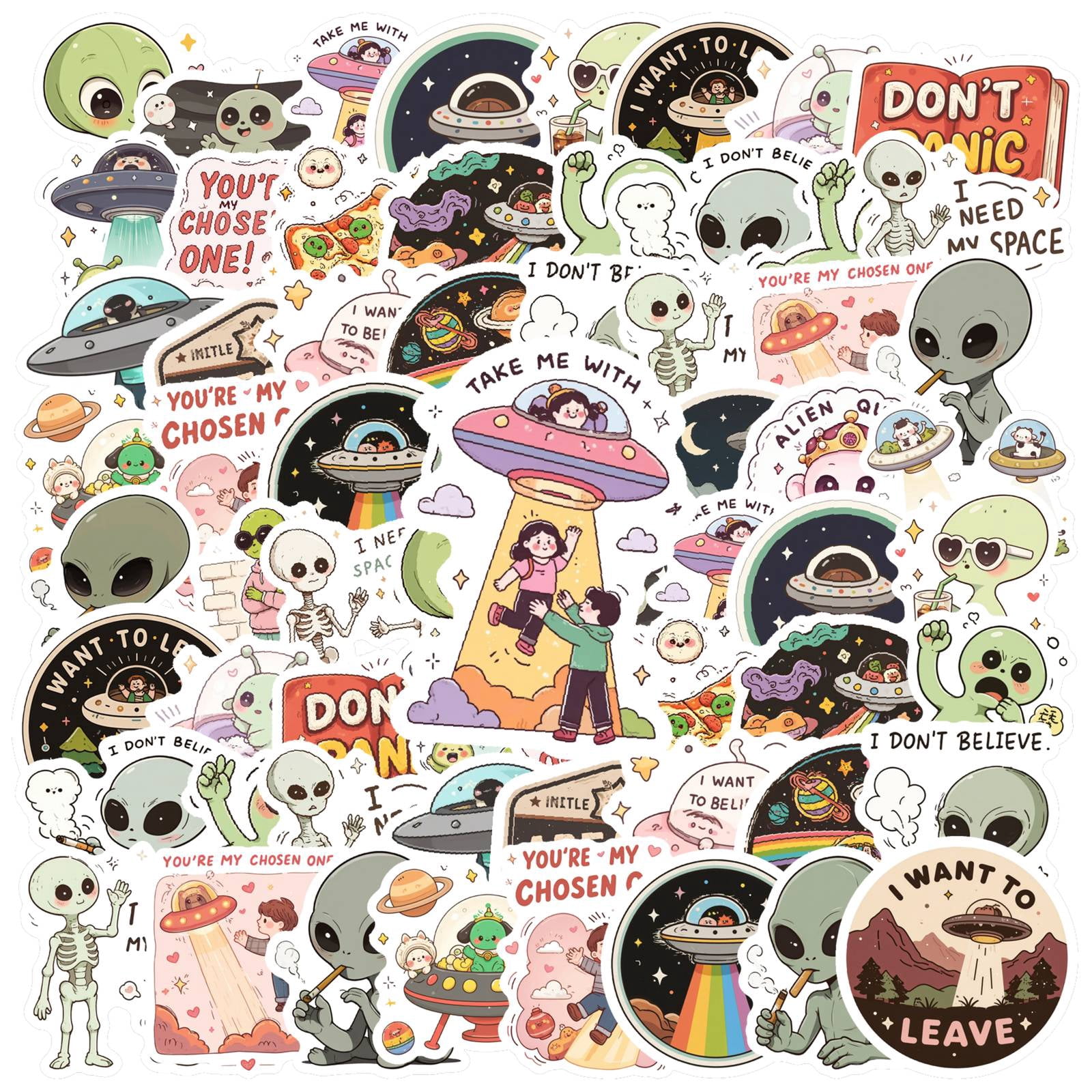 35pcs Cute Alien Stickers Funny UFO Stickers Kawaii Kids Stickers Pack ...
