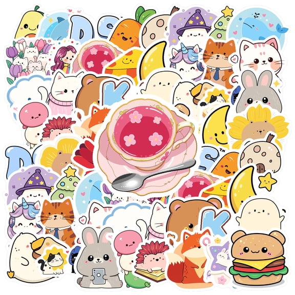 35pcs Cute Animal Stickers Adorable Cartoon Stickers Fantasy Elements Graffiti Decals for Laptops Phones Suitcases
