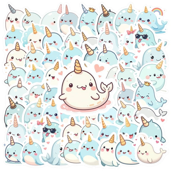 35pcs Cute Animal Stickers Cartoon Stationery Stickers Narwhal DIY Stickers for Laptop Phone Suitcase