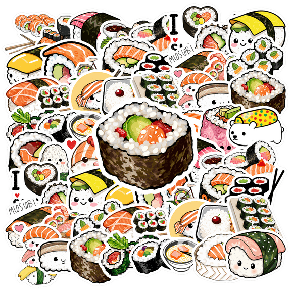 35pcs Cute Animal Stickers Sushi Funny Kids Stickers DIY Stationery Stickers for Luggage Laptop Fridge