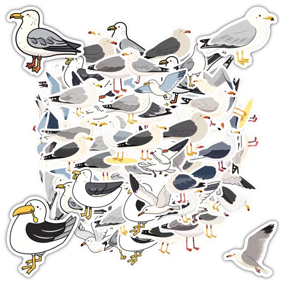 35pcs Cute Animal Stickers Waterproof Graffiti Bird Decals Seagull Stickers for Laptop Suitcase Phone