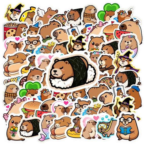 35pcs Cute Capybara Stickers Cartoon Animal Stickers Playful DIY Stickers for Luggage Notebooks Phone