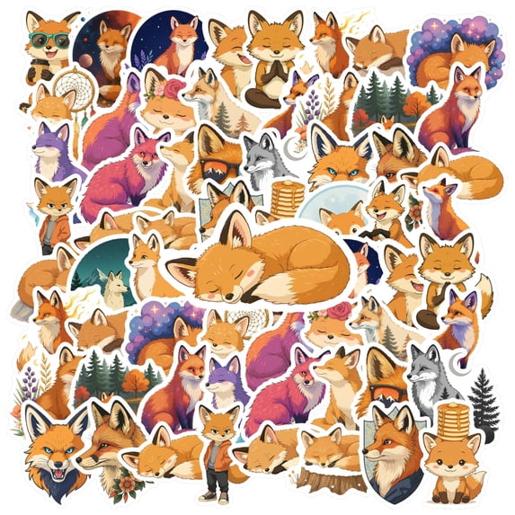 35pcs Cute Cartoon Fox Stationery Stickers Funny Animal Stickers for Phone Luggage Laptop