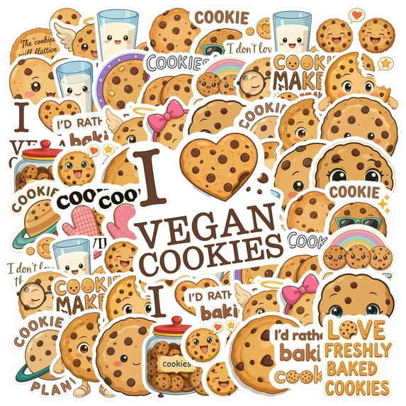 35pcs Cute Cookie Stickers Baking Children Stickers Fun PVC Kids Stickers for Laptop Suitcase Phone
