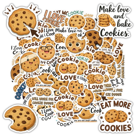 35pcs Cute Cookies Kids Stickers Funny Decals PVC Stickers for Laptop Suitcase Fridge
