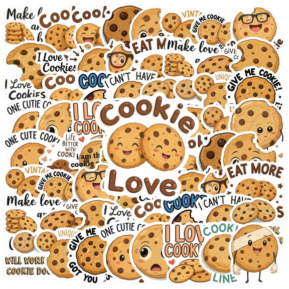 35pcs Cute Cookies Kids Stickers Funny Decals PVC Stickers for Laptop Suitcase Fridge