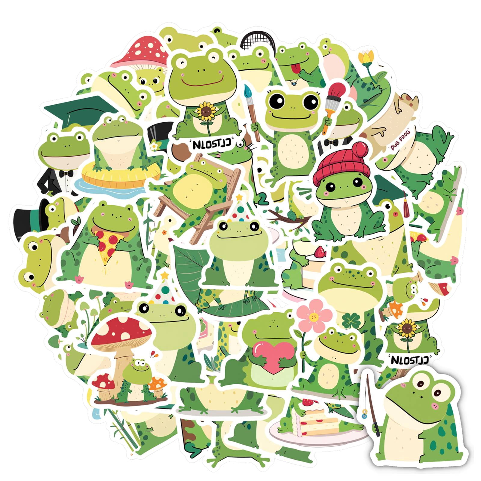 35pcs Cute Frog Stickers Animal Stationery Stickers Cartoon Frog ...