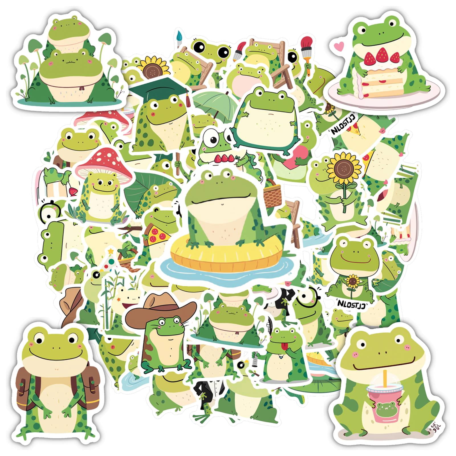 35pcs Cute Frog Stickers Animal Stationery Stickers Cartoon Frog ...