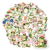 35pcs Cute Frog Stickers Celebration Stickers Floral Stickers Fun Stickers for Laptops Notebooks Suitcases