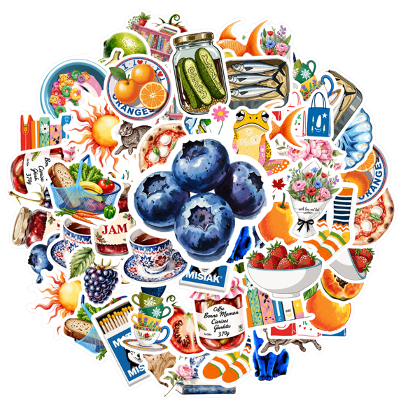 35pcs Cute Fruits Stickers Colorful Kitchen Stickers Animal Stickers for Laptops Notebooks Suitcases