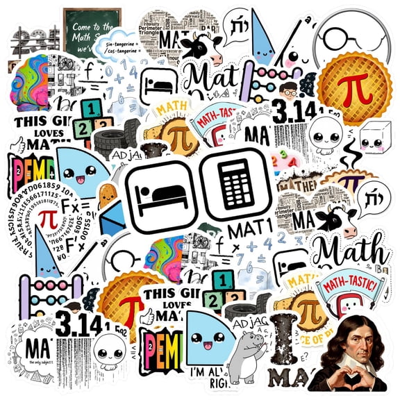 35pcs Cute Math Stickers Educational Geometry Stickers Humorous Math Decals for Laptops Notebooks Suitcases
