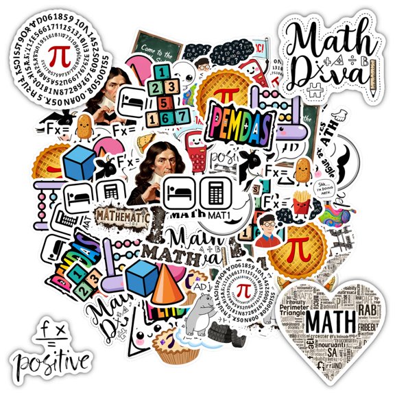 35pcs Cute Math Stickers Educational Geometry Stickers Humorous Math Decals for Laptops Notebooks Suitcases