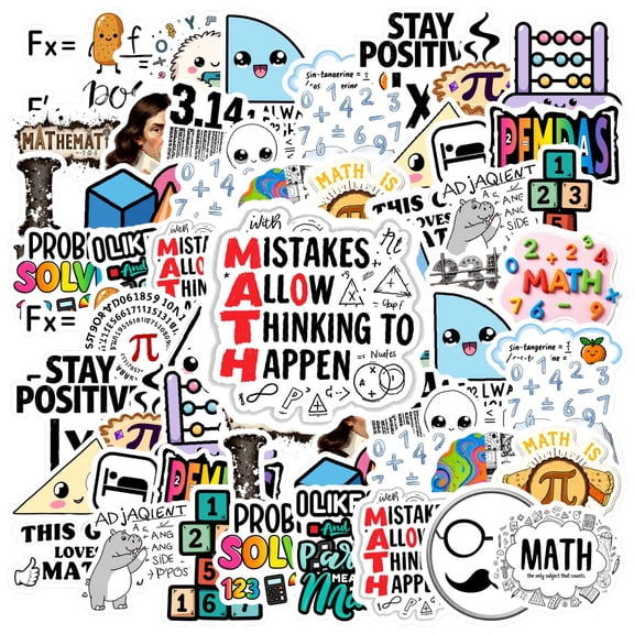 35pcs Cute Math Stickers Educational Geometry Stickers Humorous Math Decals for Laptops Notebooks Suitcases