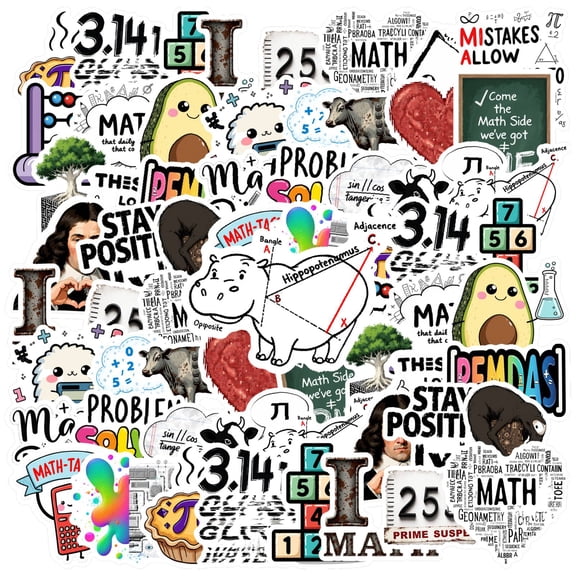 35pcs Cute Math Stickers Educational Science Stickers Geek Teacher Reward Stickers Kids Funny Stickers for Notebooks Luggage Laptop
