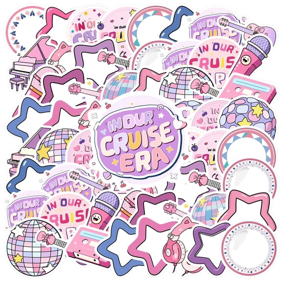 35pcs Cute Microphone Stickers Musical Instruments Disco Stickers Star Stickers for Luggage Laptop Phone