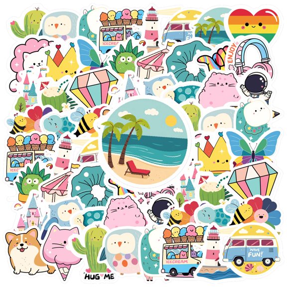 35pcs Cute Owls Kids Stickers Kawaii Turtle Graffiti Decals Animals Sticker Pack for Laptops Suitcase Notebooks