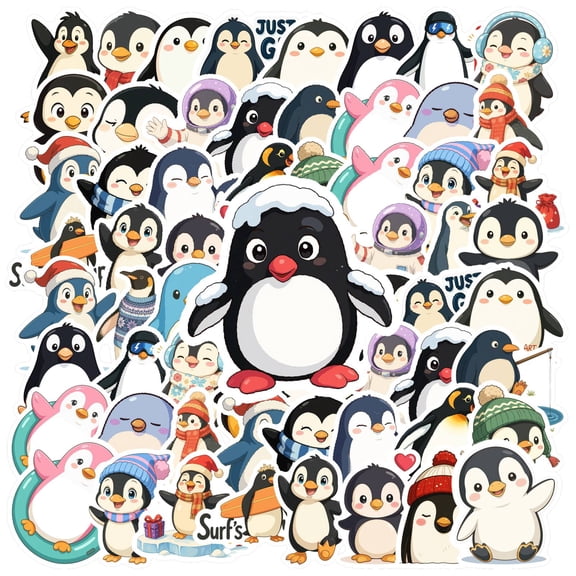 35pcs Cute Penguin Stickers PVC Kids Stickers Funny Stationery Stickers for Laptops Suitcases