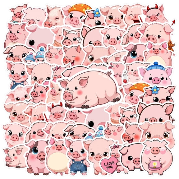 35pcs Cute Pig Stickers Animal Kids Stickers Cartoon Funny Stickers for Notebook Suitcase