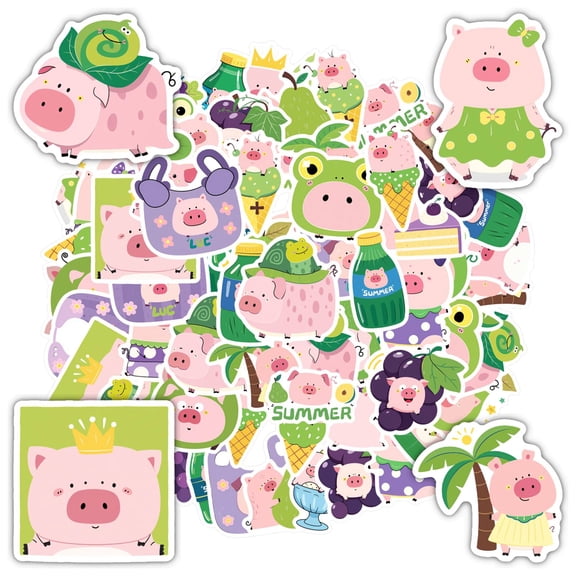 35pcs Cute Pig Stickers Animal Kids Stickers Fruit for Laptop Suitcase Fridge
