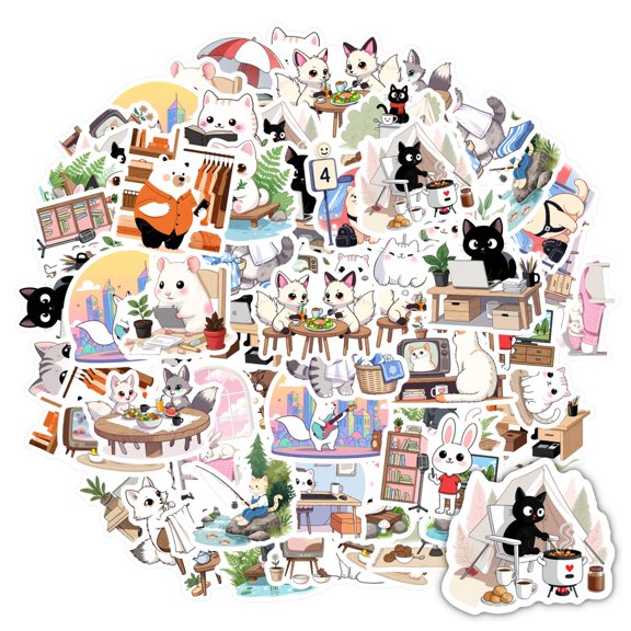35pcs Cute  Stickers Animal Office Stickers Relaxation Funny Graffiti for Notebooks Laptops Suitcases