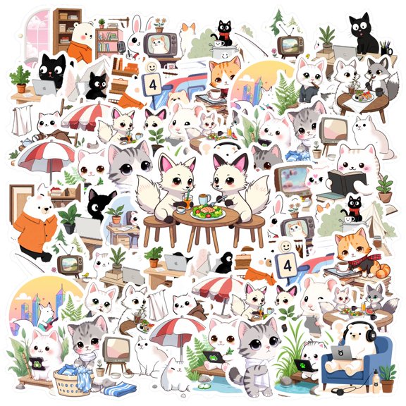 35pcs Cute  Stickers Animal Office Stickers Relaxation Funny Graffiti for Notebooks Laptops Suitcases