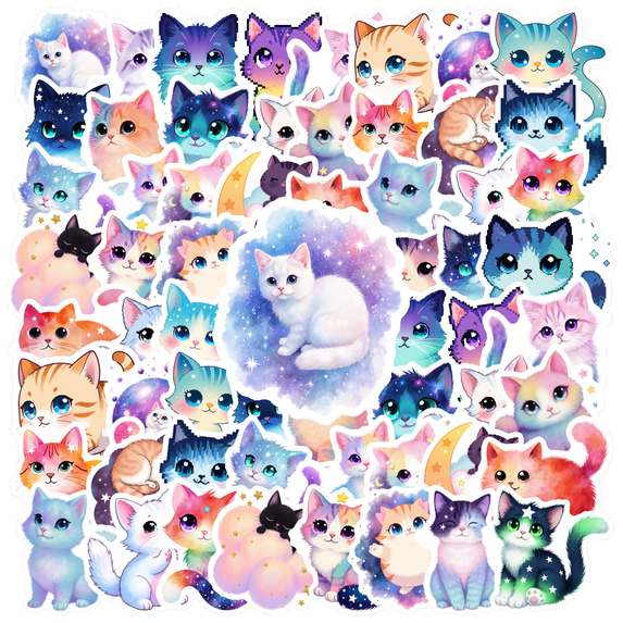 35pcs Cute Stickers Cat Stationery Stickers Kids Stickers Toy DIY Stickers for Laptops Notebooks Suitcases
