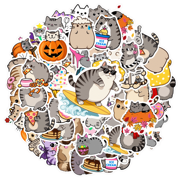 35pcs Cute Stickers Cat Stickers Funny Stickers Festive Stickers for Laptops Suitcases Phone