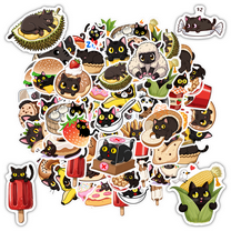 35pcs Cute Stickers Cat Stickers Funny Stickers PVC Sticker Food Stickers for Laptops Notebooks Suitcases