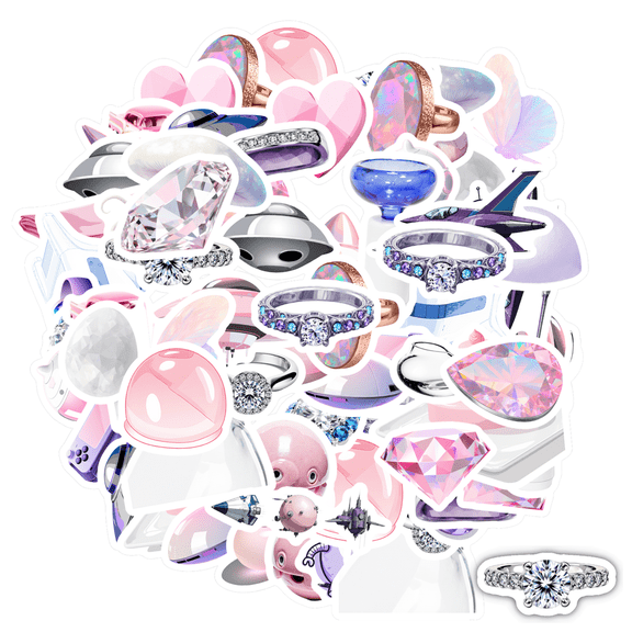 35pcs Cute Stickers Cosmic Stickers Food Stickers Gem Stickers for Laptops Notebooks Suitcases