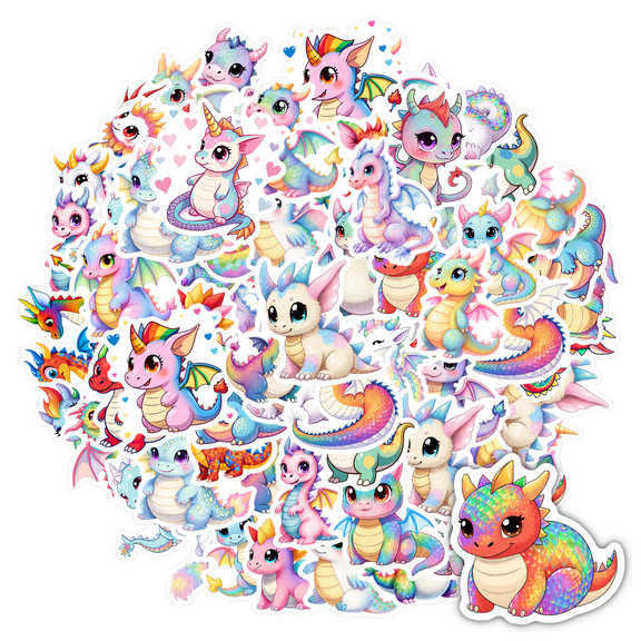 35pcs Cute Stickers Dragon Stickers Fantasy Stickers Waterproof Stickers for Laptops Notebooks Suitcases