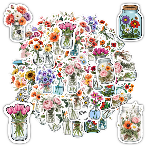 35pcs Cute Stickers Flower Stickers Beautiful Stickers for Laptops Notebooks Suitcases