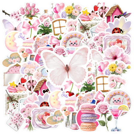 35pcs Cute Stickers Flower Stickers Dessert Stickers Butterfly Stickers for Laptops Notebooks Cellphones