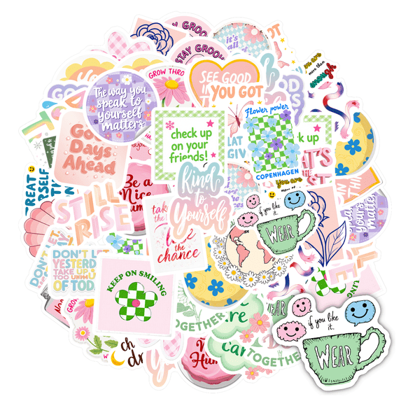 35pcs Cute Stickers Motivational Stickers Flower Stickers for Laptops Notebooks Suitcases