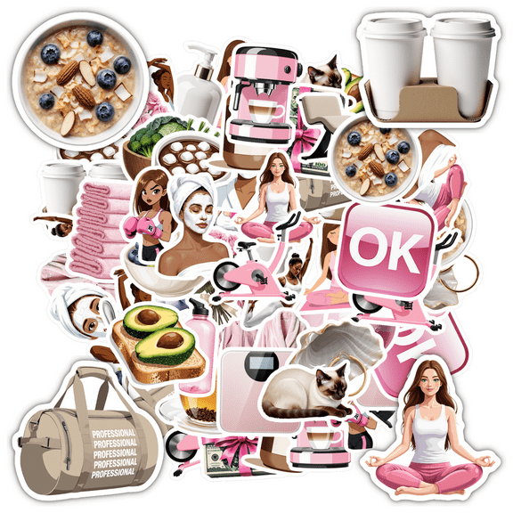 35pcs Cute Wellness Stickers Yoga Lifestyle Stickers Relaxation Sport Stickers for Notebooks Suitcases Laptops