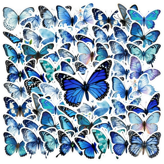 35pcs Elegant Butterfly Stickers Nature Blue Stickers Kids Stickers for Laptops Phones Suitcases