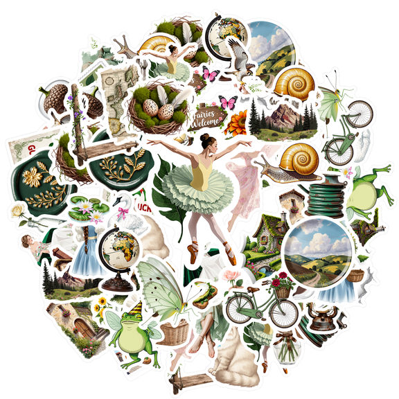 35pcs Floral Stickers Nature Vintage Stickers Fairy Stickers for Laptops Notebooks Suitcases