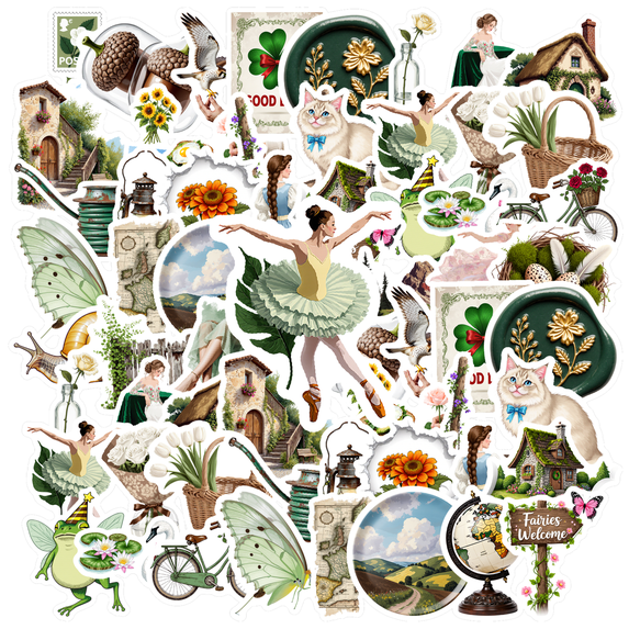 35pcs Floral Stickers Nature Vintage Stickers Fairy Stickers for Laptops Notebooks Suitcases