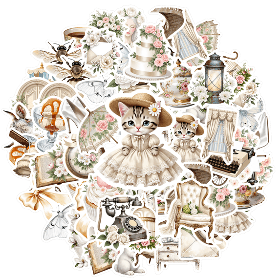 35pcs Floral Stickers Stationery Stickers Vintage Decals Kids Stickers Toy for Laptops Notebooks Suitcase