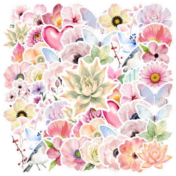 35pcs Flower Stickers Animal Stationery Stickers Decals Butterfly Stickers for Laptops Suitcase Guitar