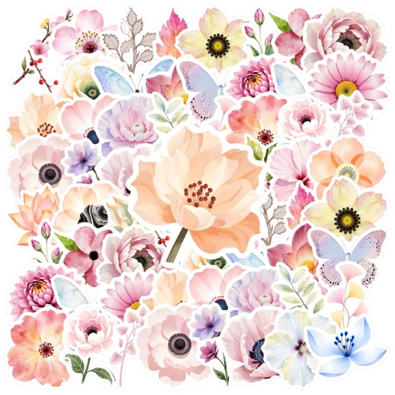 35pcs Flower Stickers Animal Stationery Stickers Decals Butterfly Stickers for Laptops Suitcase Guitar